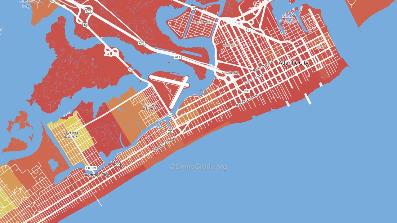 Chelsea, Atlantic City, NJ Map of Assault Rates