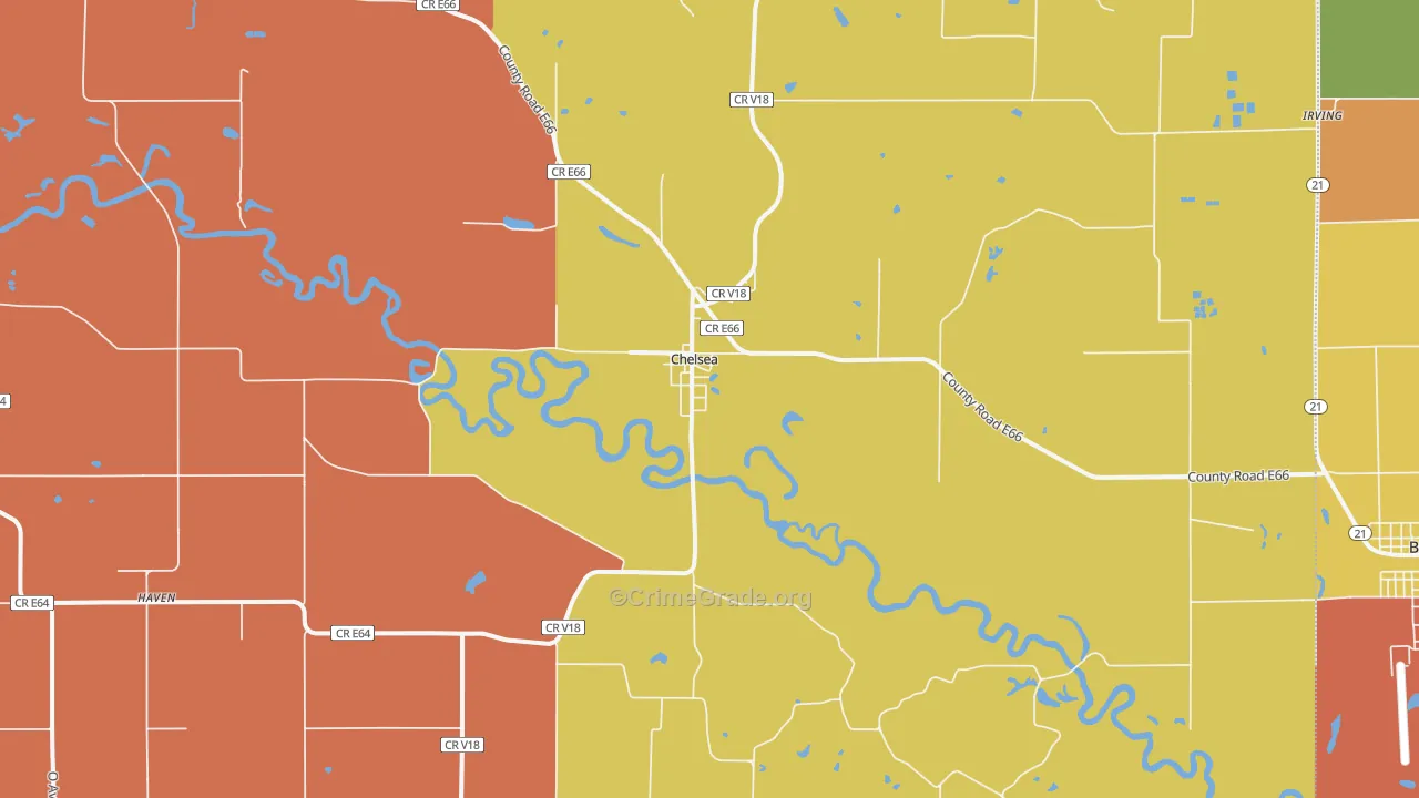 Chelsea, IA Map of Assault Rates