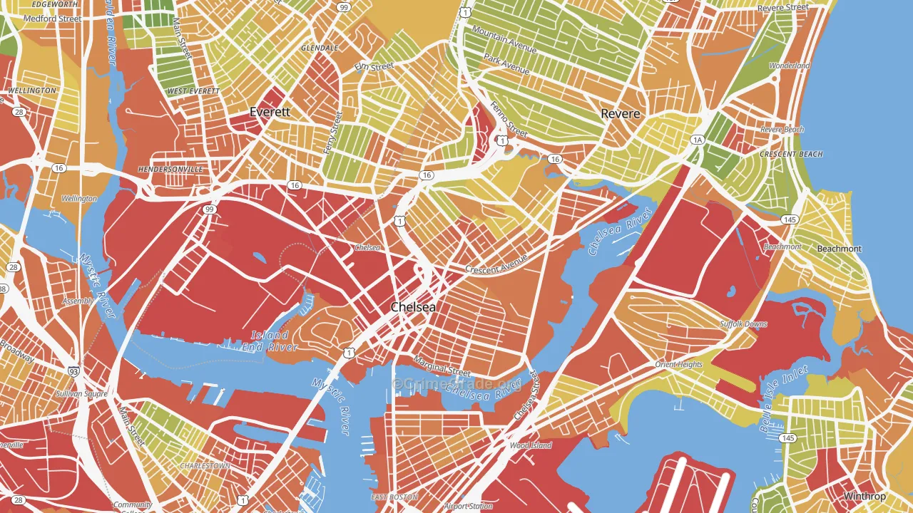 Chelsea, MA Map of Assault Rates