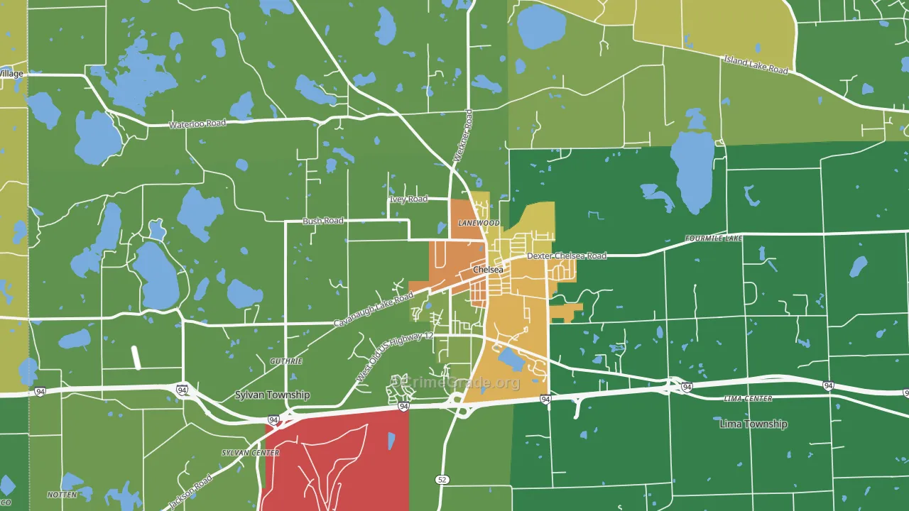 Chelsea, MI Map of Assault Rates