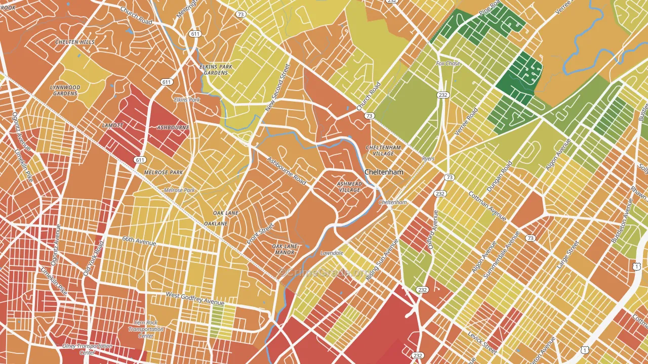 Cheltenham, PA Map of Assault Rates