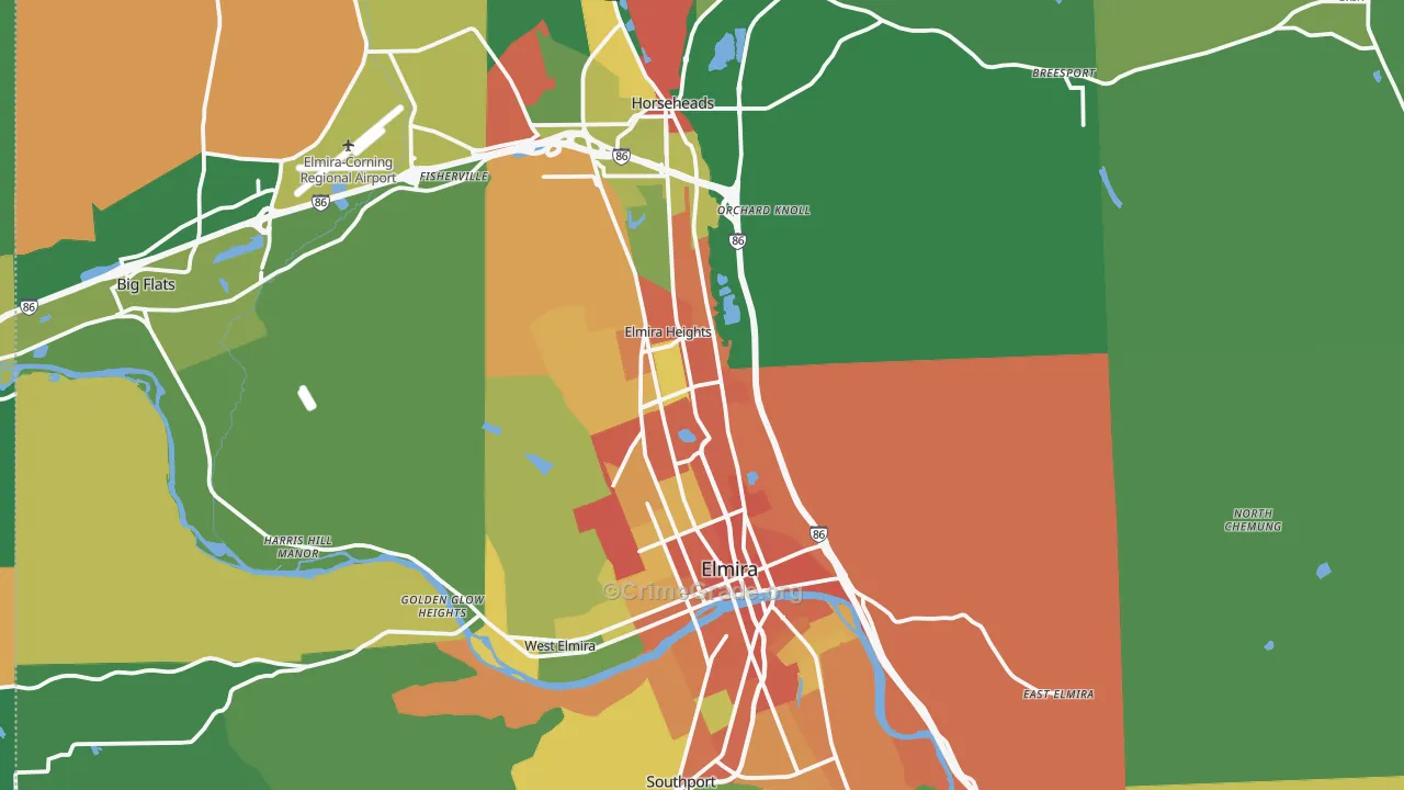 Chemung County, NY Map of Assault Rates