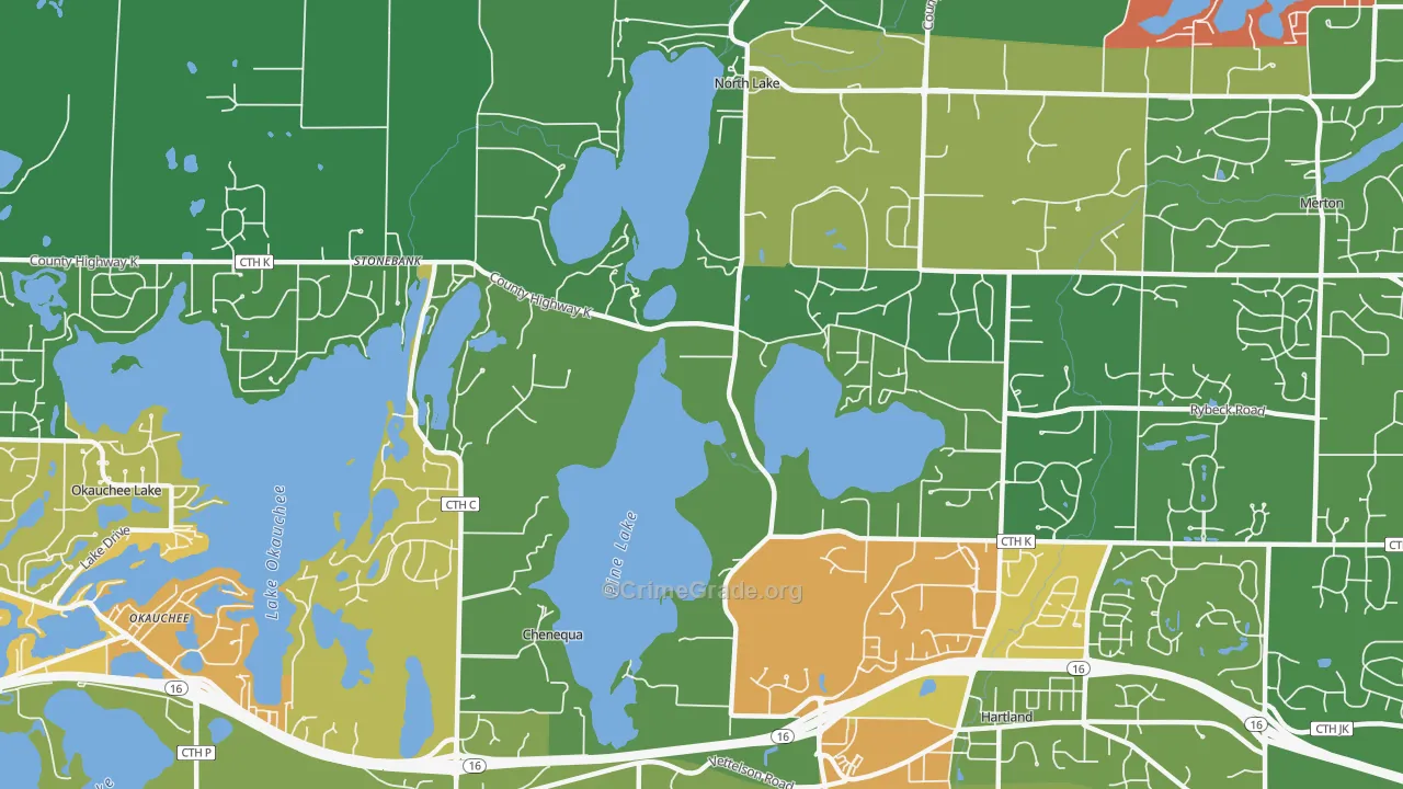 Chenequa, WI Map of Assault Rates