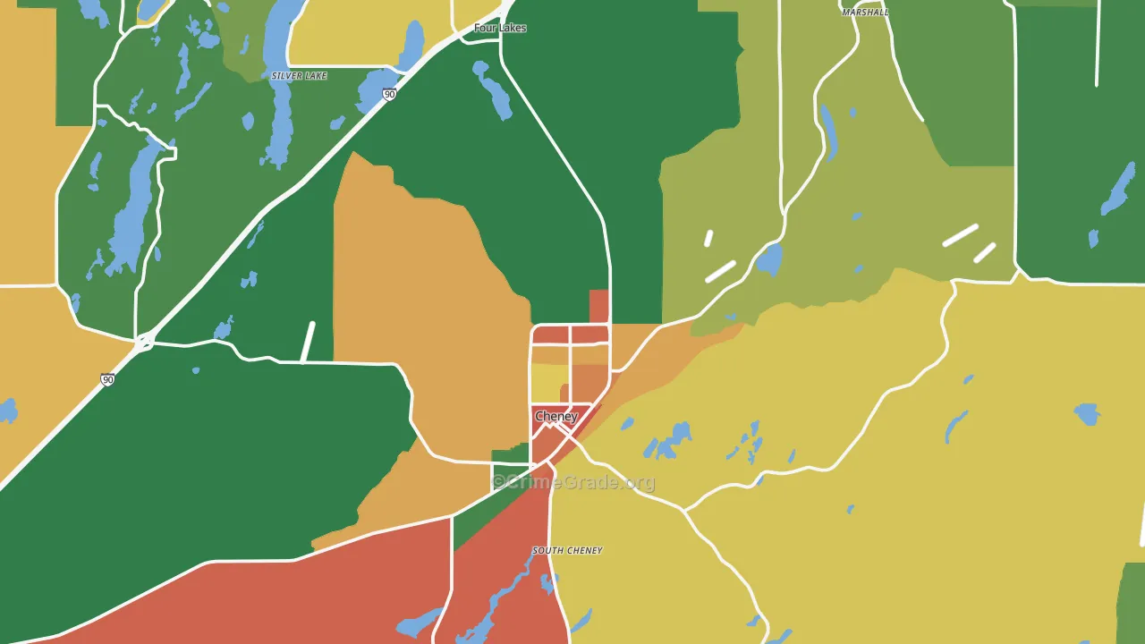 Cheney, WA Map of Assault Rates