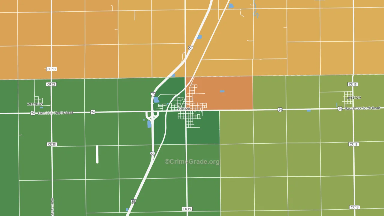 Chenoa, IL Map of Assault Rates