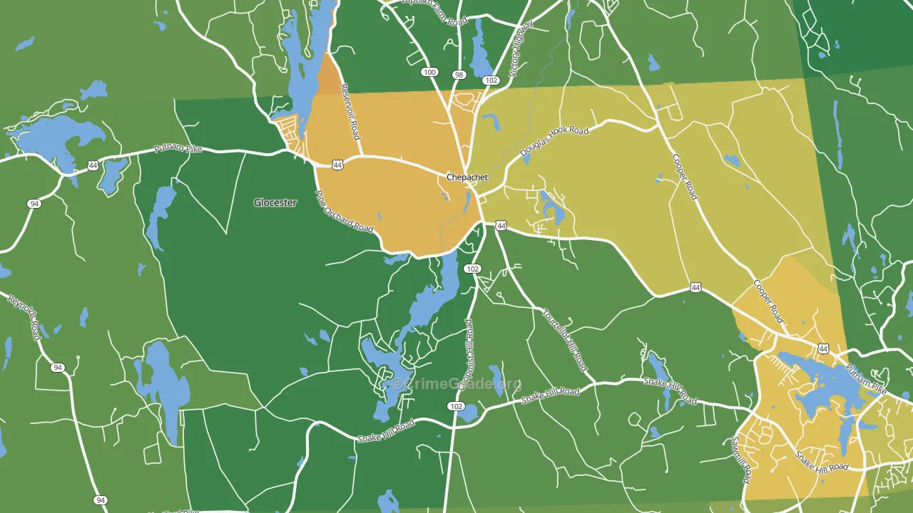Chepachet, RI Map of Assault Rates