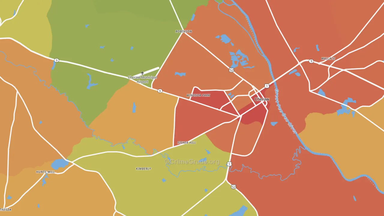 Cheraw, SC Map of Assault Rates