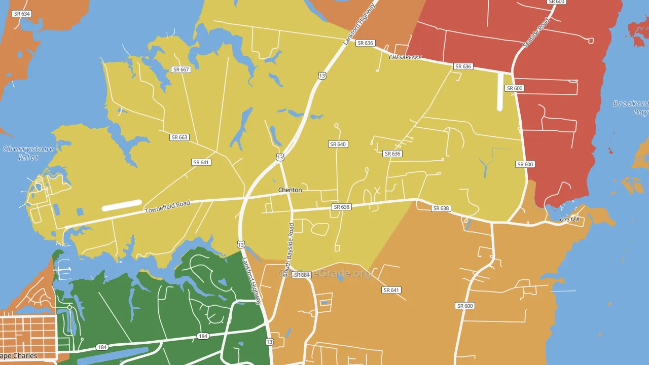 Cheriton, VA Map of Assault Rates