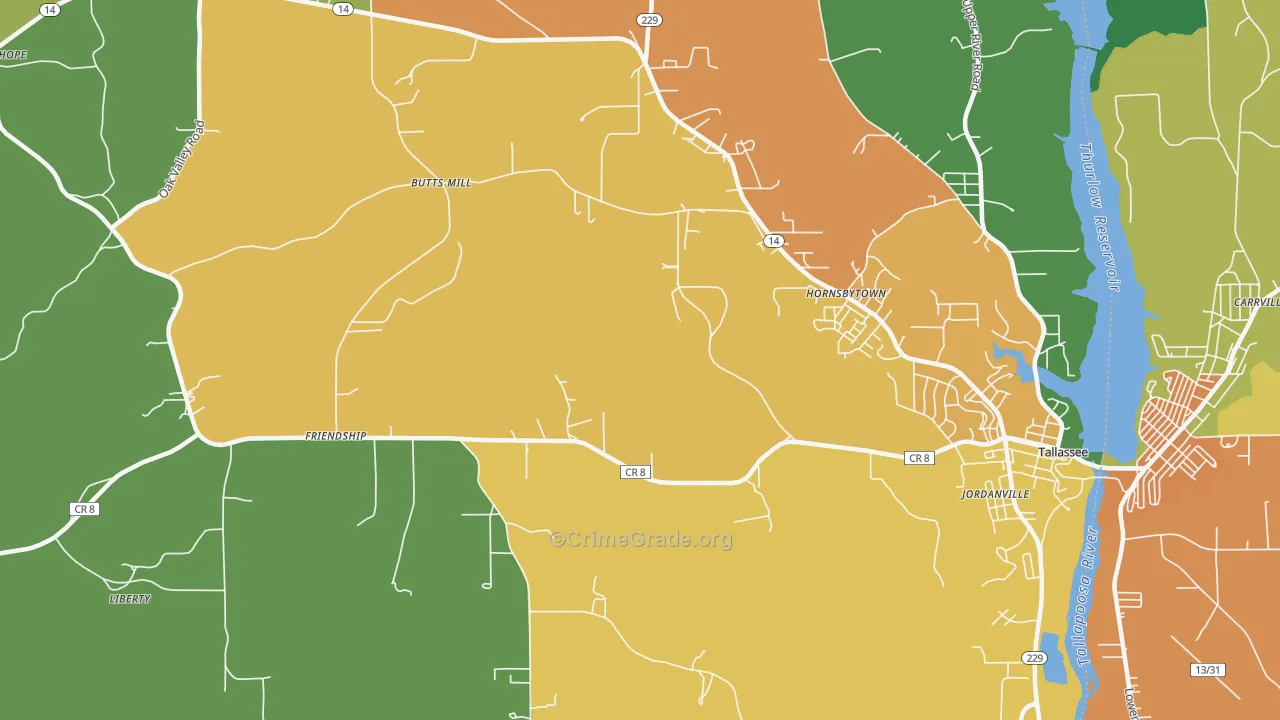 Cherokee Bluffs, AL Map of Assault Rates