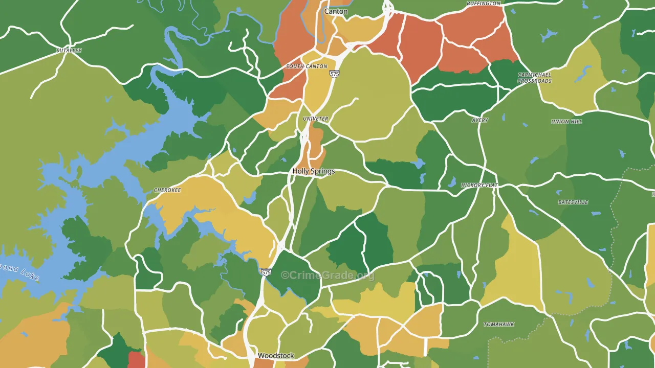 Cherokee County, GA Map of Assault Rates