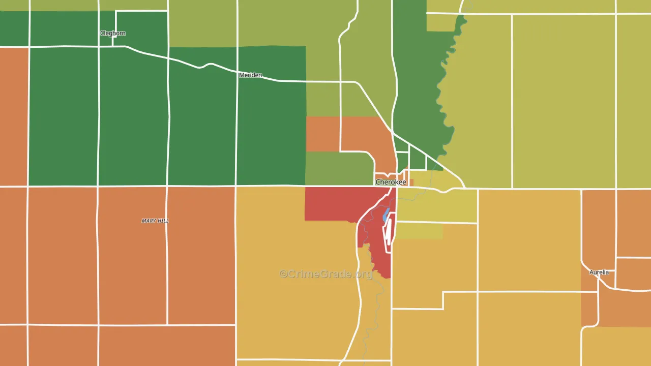 Cherokee County, IA Map of Assault Rates