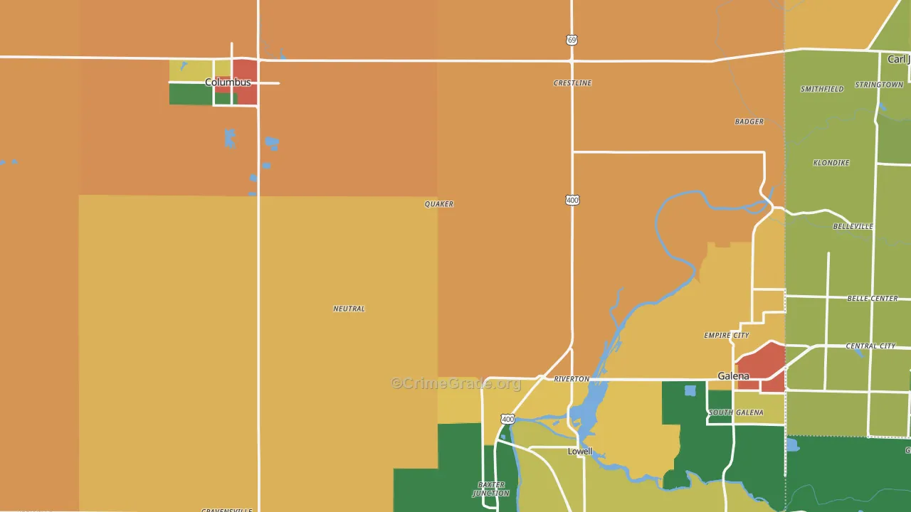 Cherokee County, KS Map of Assault Rates