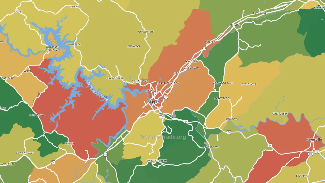 Cherokee County, NC Map of Assault Rates
