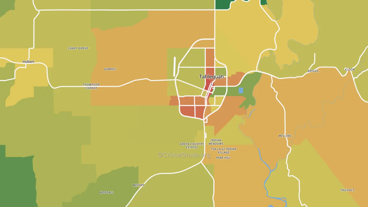 Cherokee County, OK Map of Assault Rates