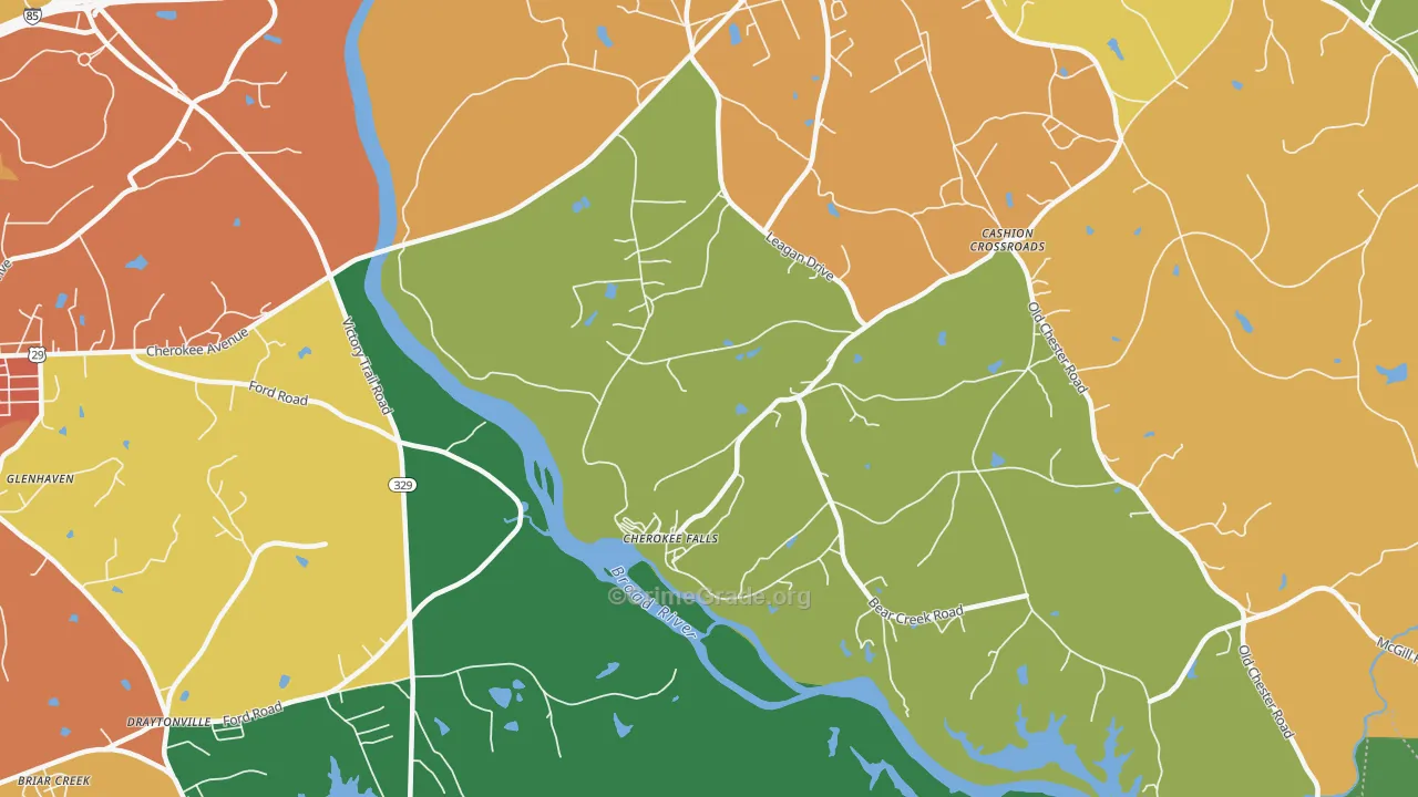 Cherokee Falls, SC Map of Assault Rates