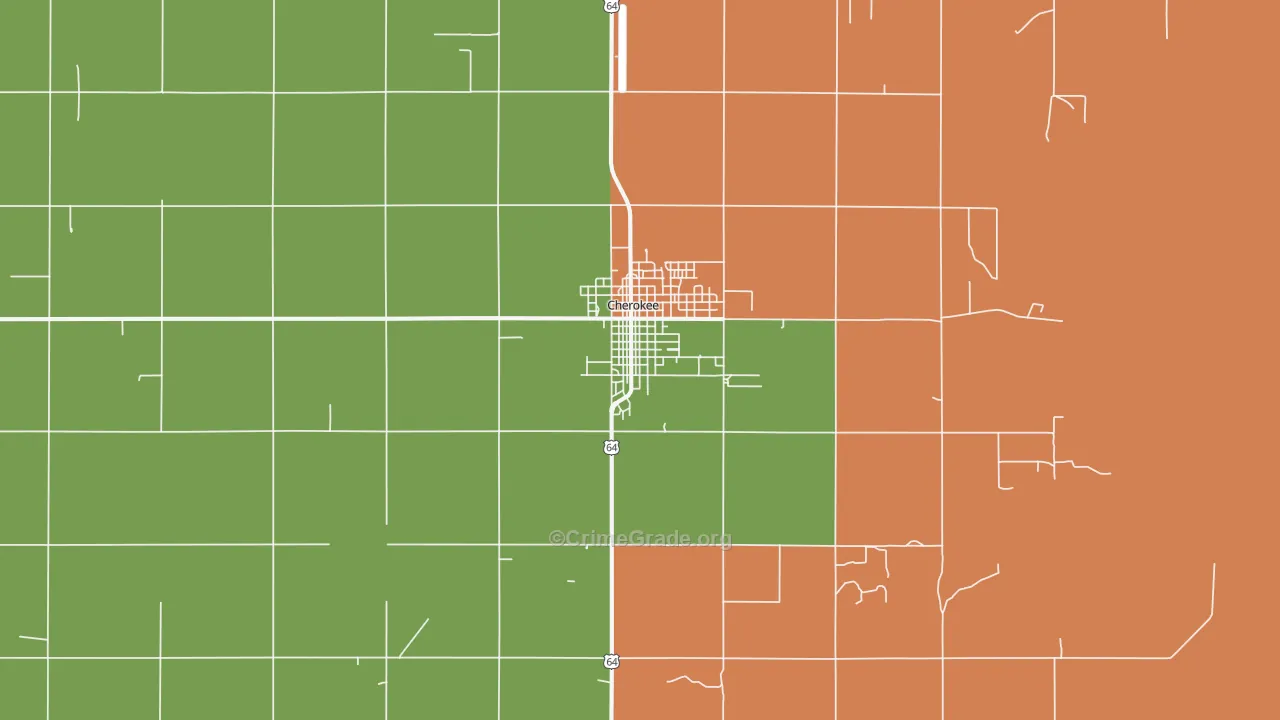 Cherokee, OK Map of Assault Rates