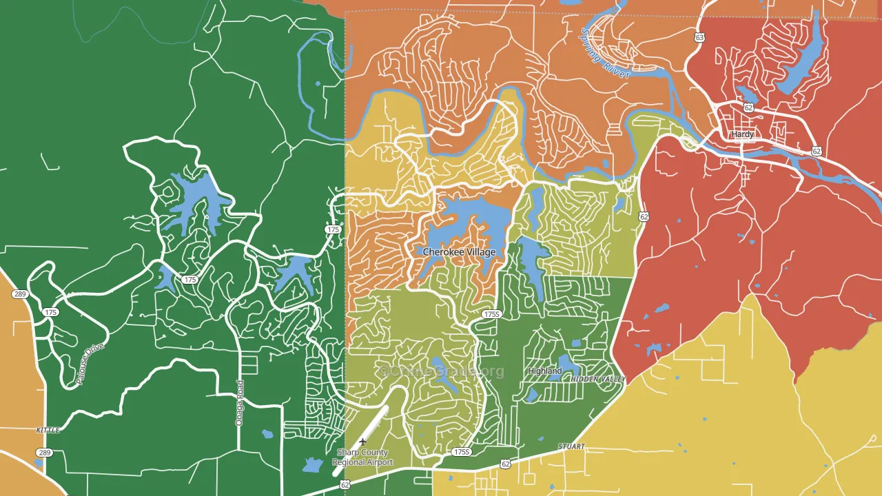 Cherokee Village, AR Map of Assault Rates