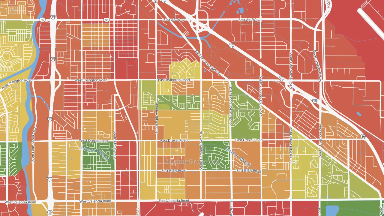 Cherry Avenue, Tucson, AZ Map of Assault Rates