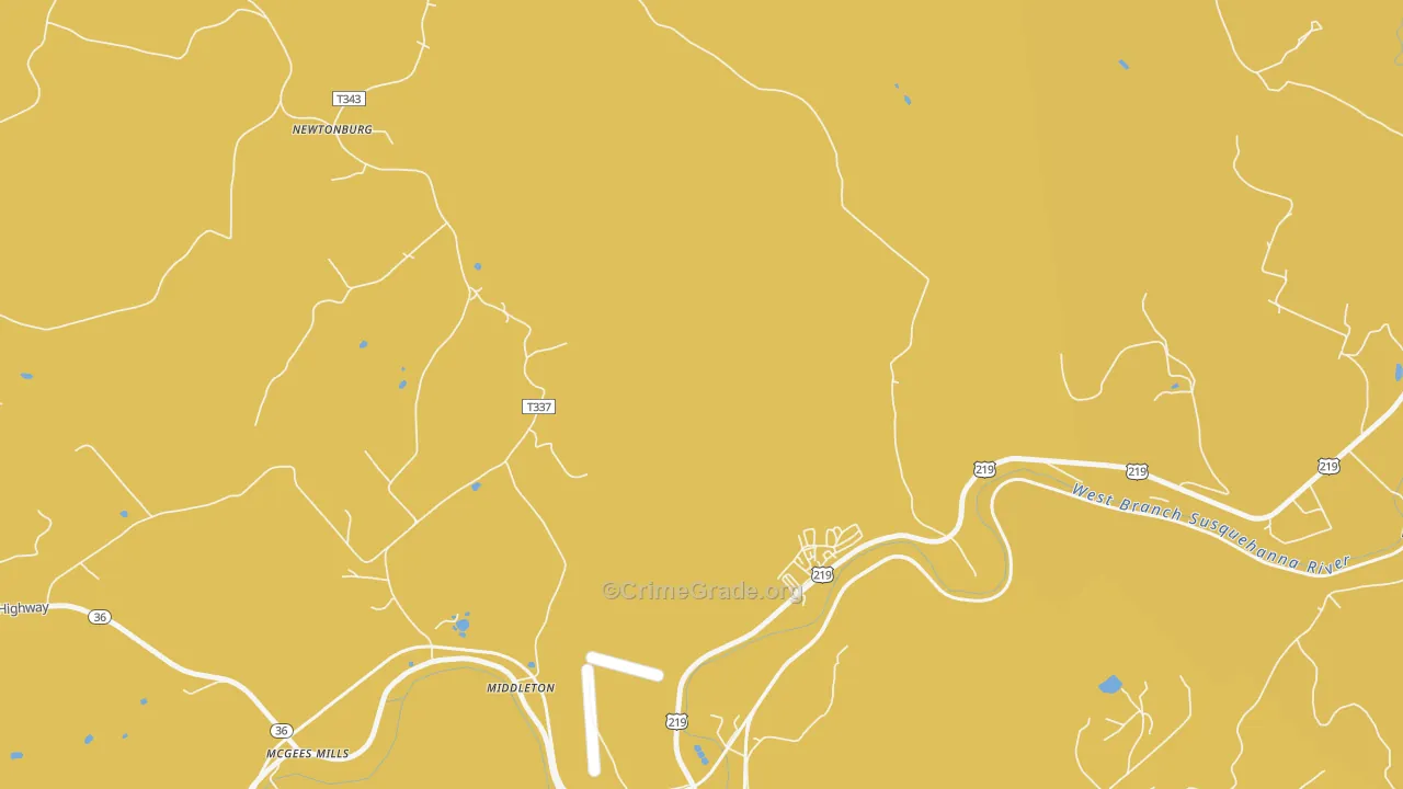 Cherry Corner, PA Map of Assault Rates
