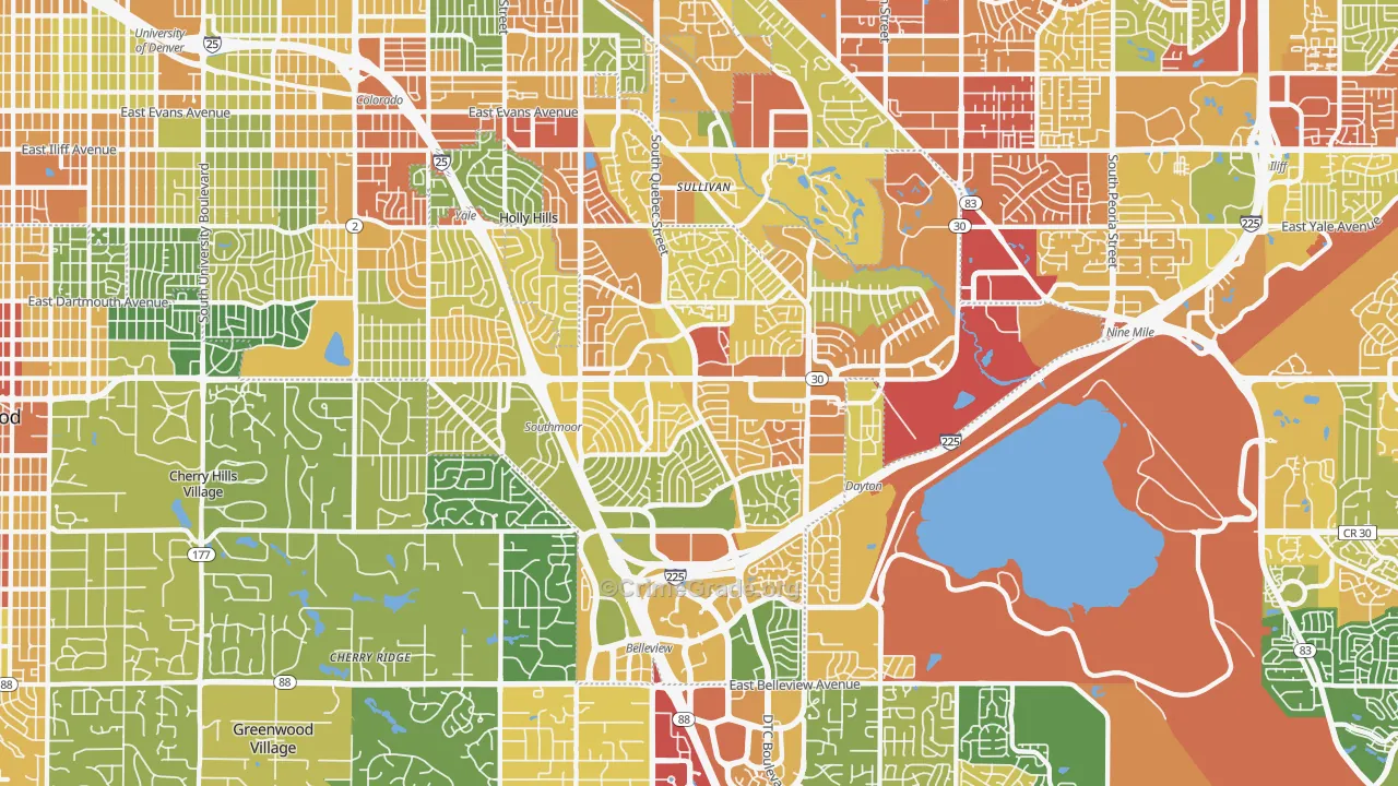 Cherry Creek, Denver, CO Map of Assault Rates