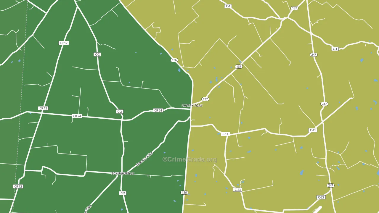 Cherry Fork, OH Map of Assault Rates