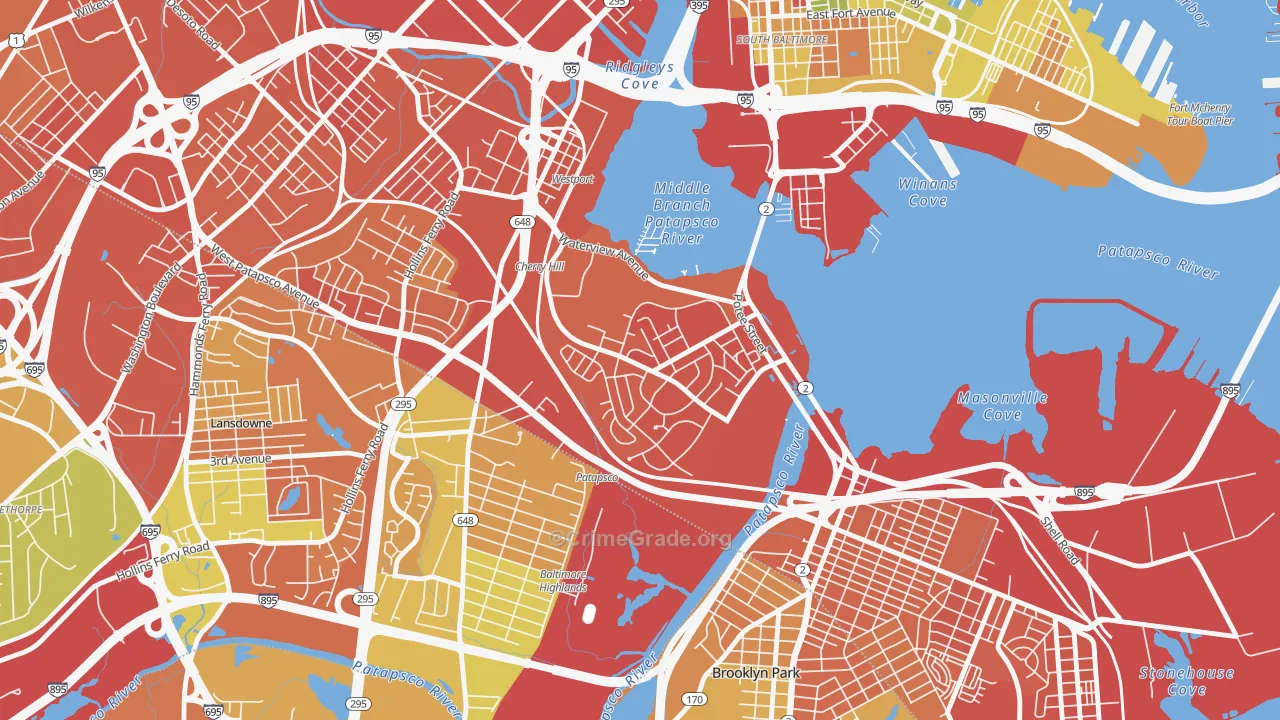 Cherry Hill, Brooklyn, MD Map of Assault Rates