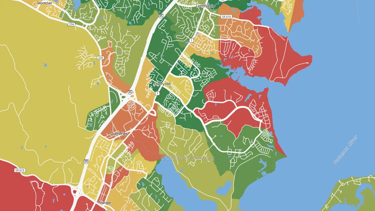 Cherry Hill, VA Map of Assault Rates