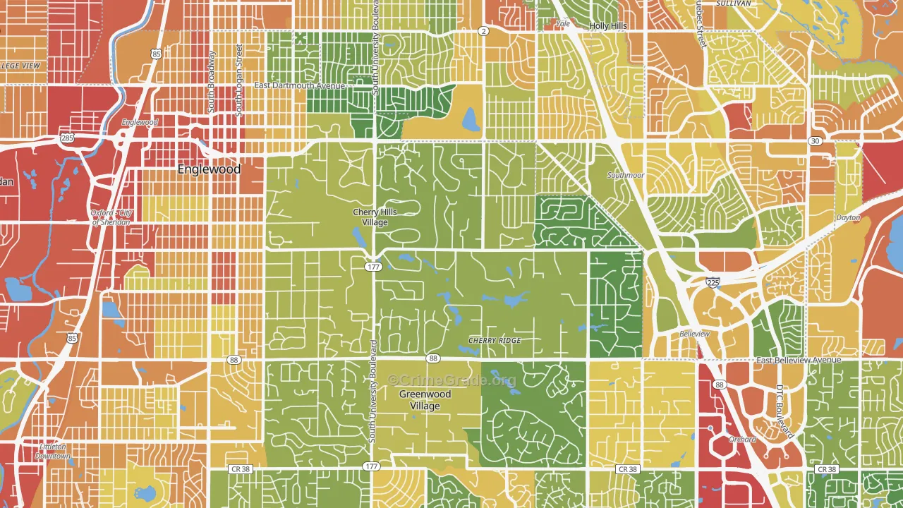 Cherry Hills Village, CO Map of Assault Rates