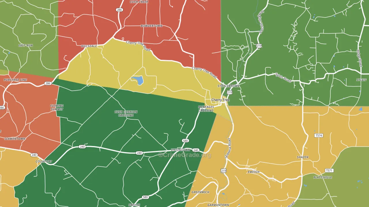 Cherry Tree, PA Map of Assault Rates