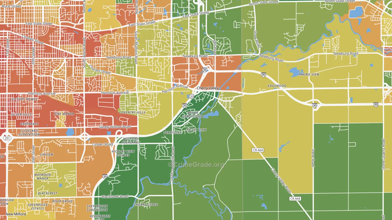 Cherry Valley, IL Map of Assault Rates