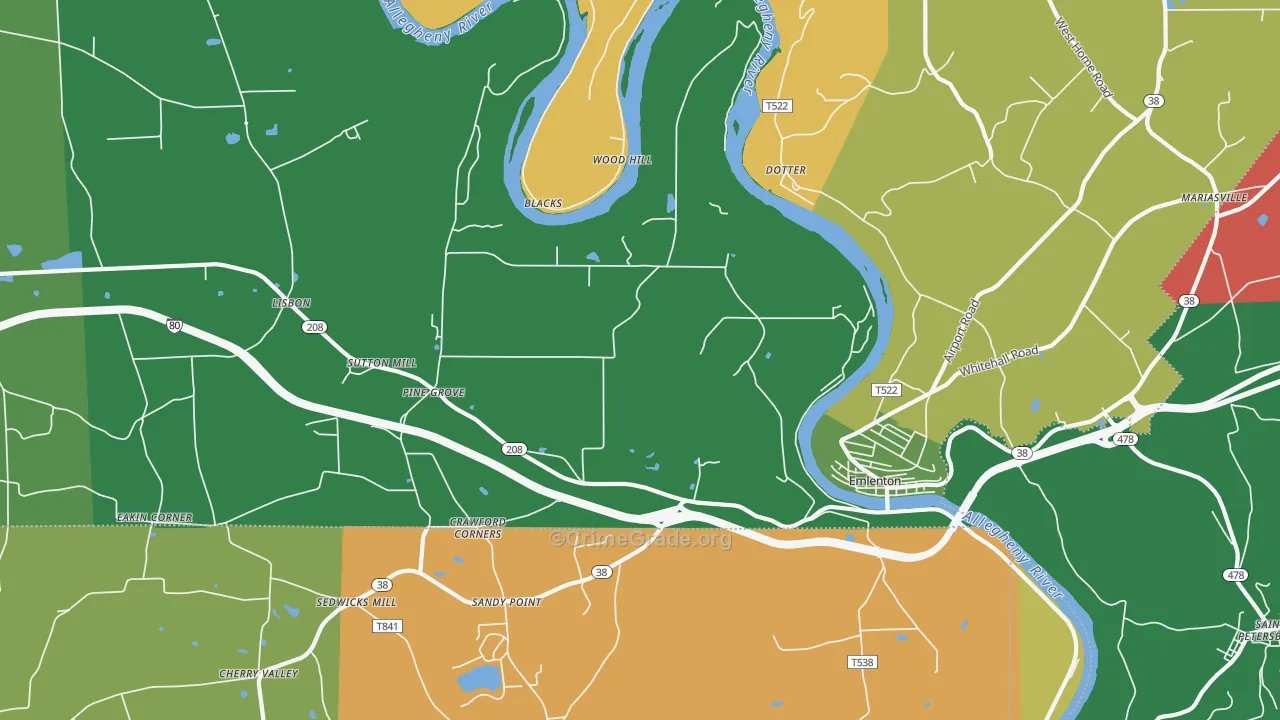 Cherry Valley, PA Map of Assault Rates