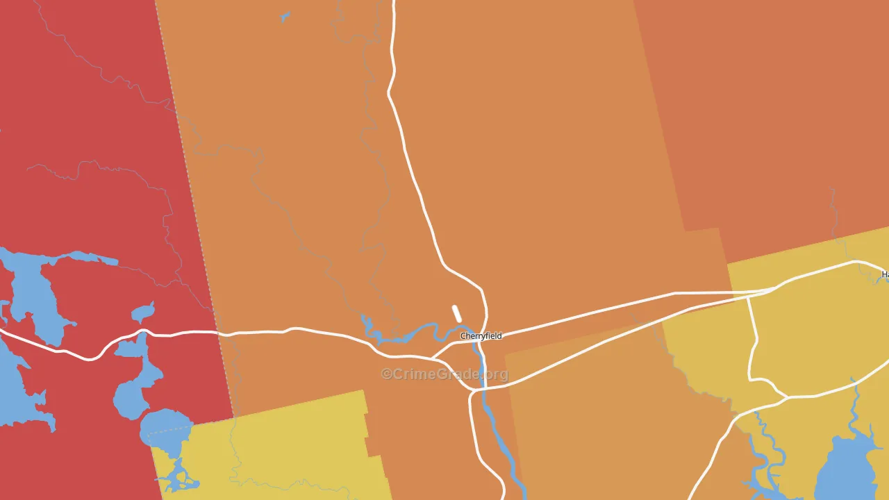 Cherryfield, ME Map of Assault Rates