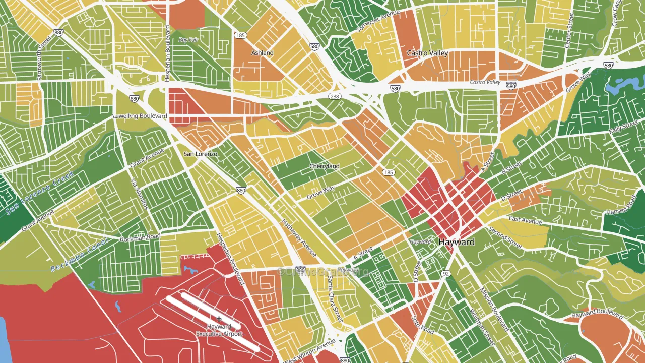 Cherryland, CA Map of Assault Rates