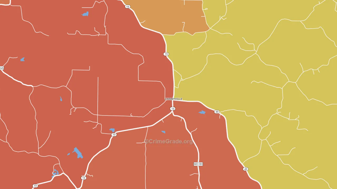 Cherryville, MO Map of Assault Rates