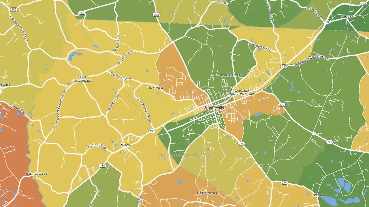 Cherryville, NC Map of Assault Rates