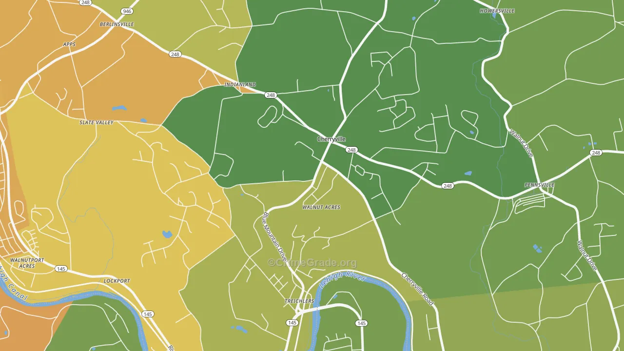 Cherryville, PA Map of Assault Rates