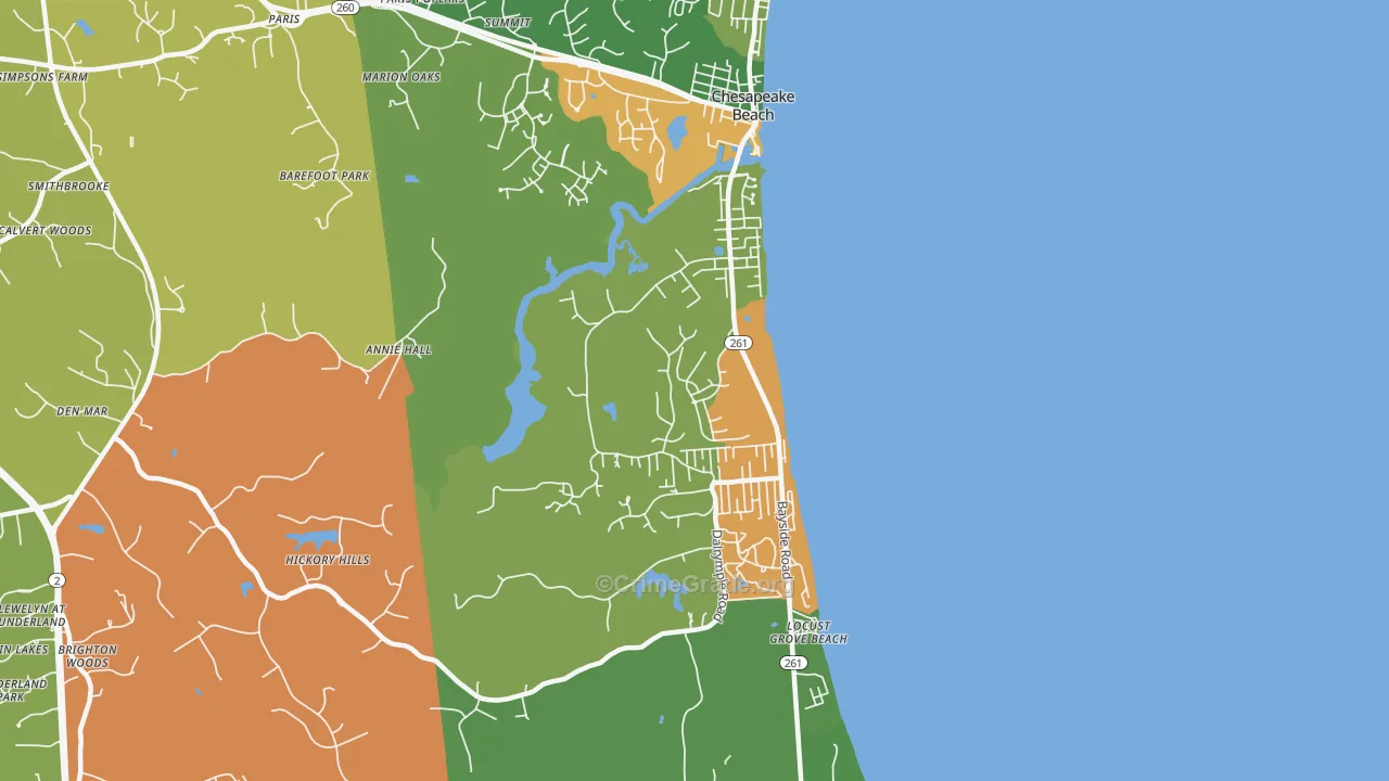 Chesapeake Beach, MD Map of Assault Rates