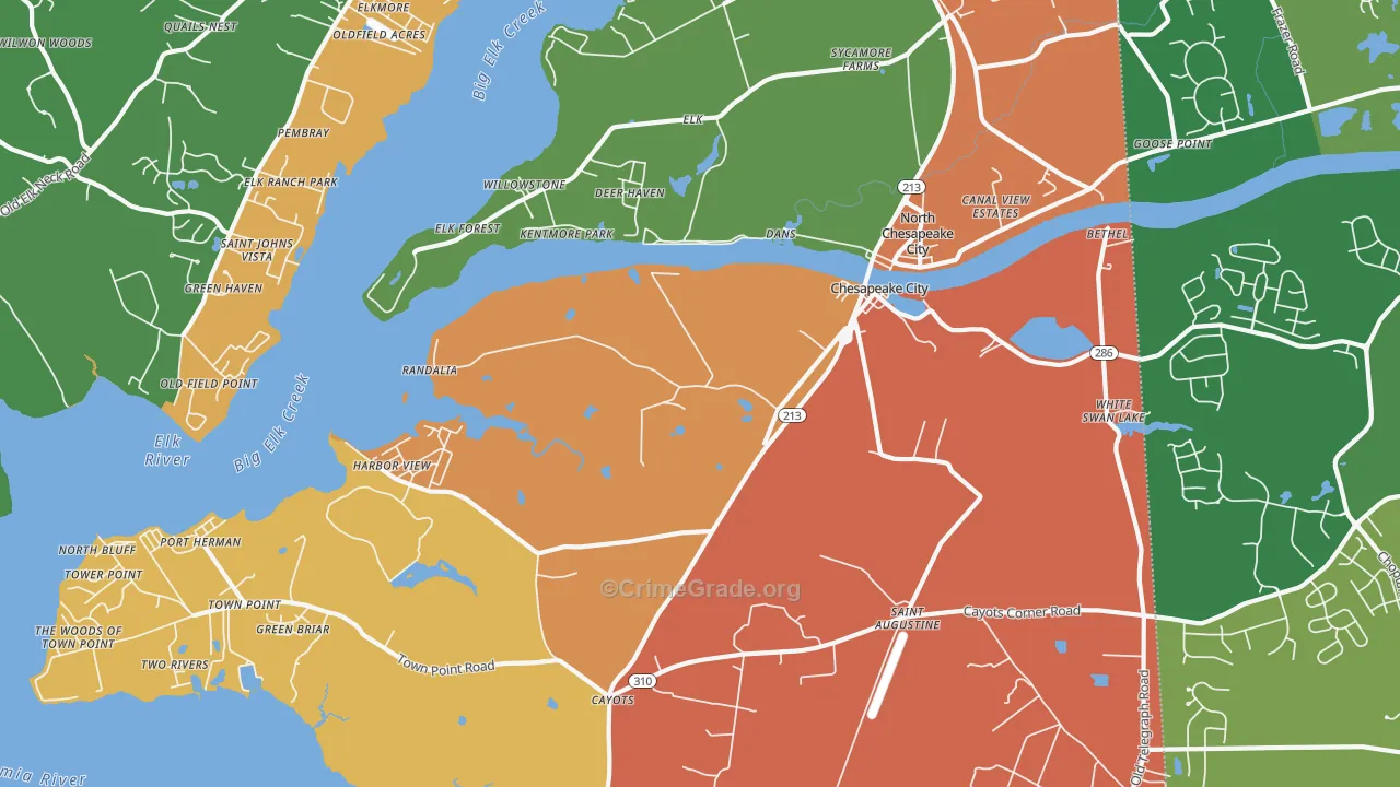 Chesapeake City, MD Map of Assault Rates