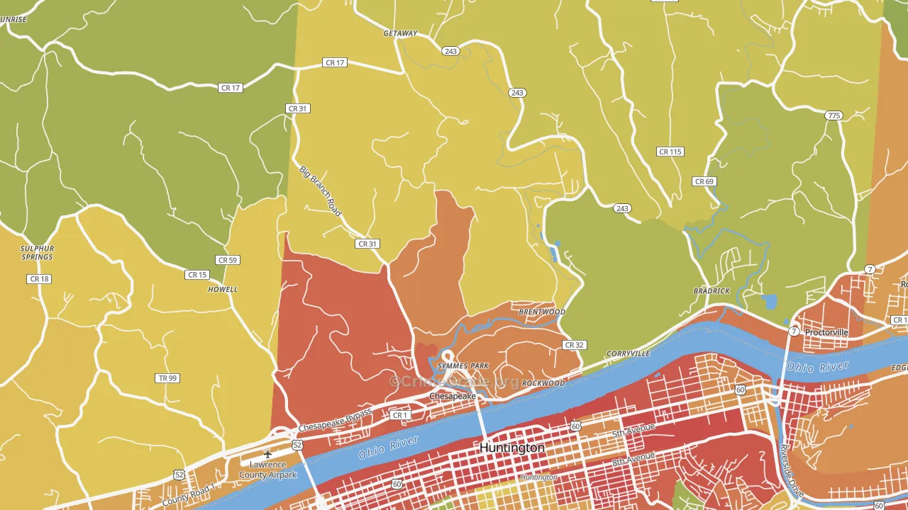 Chesapeake, OH Map of Assault Rates