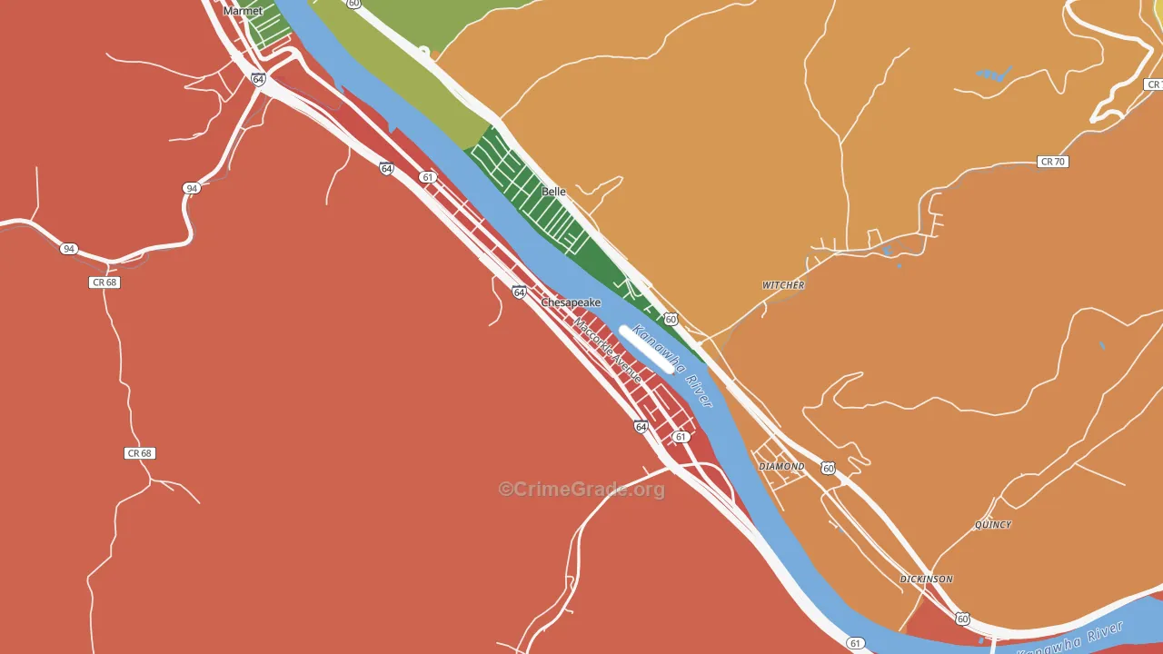 Chesapeake, WV Map of Assault Rates