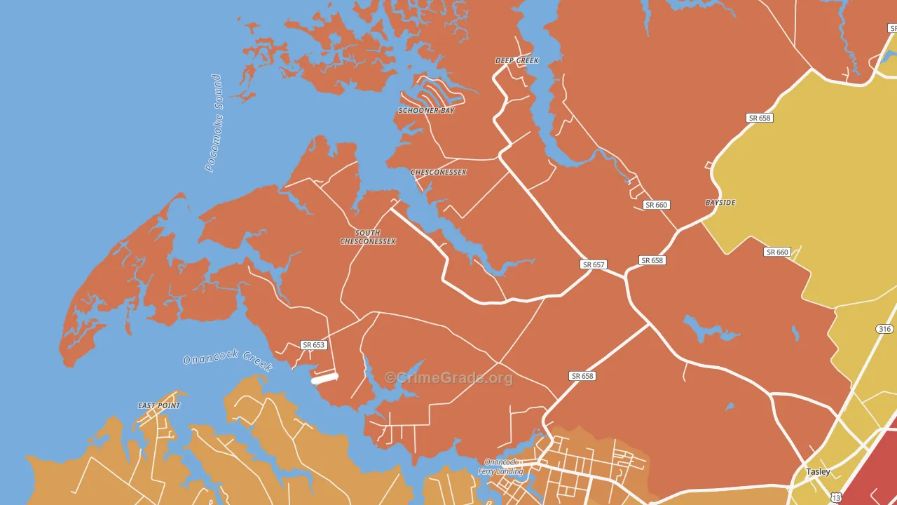 Chesconessex, VA Map of Assault Rates