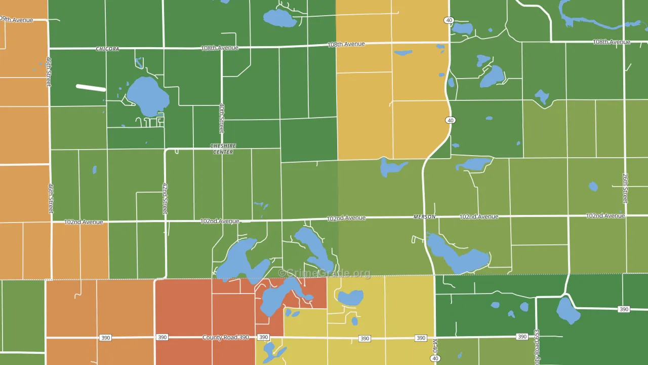 Cheshire Center, MI Map of Assault Rates