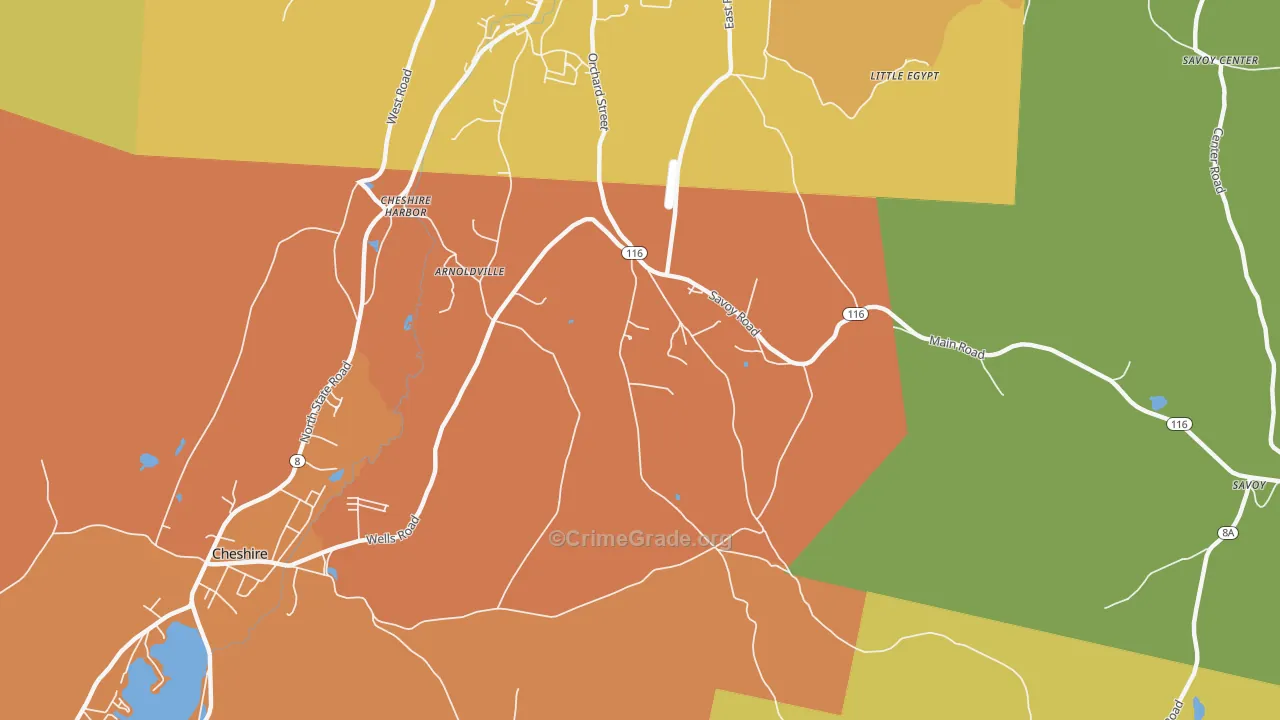Cheshire Harbor, MA Map of Assault Rates