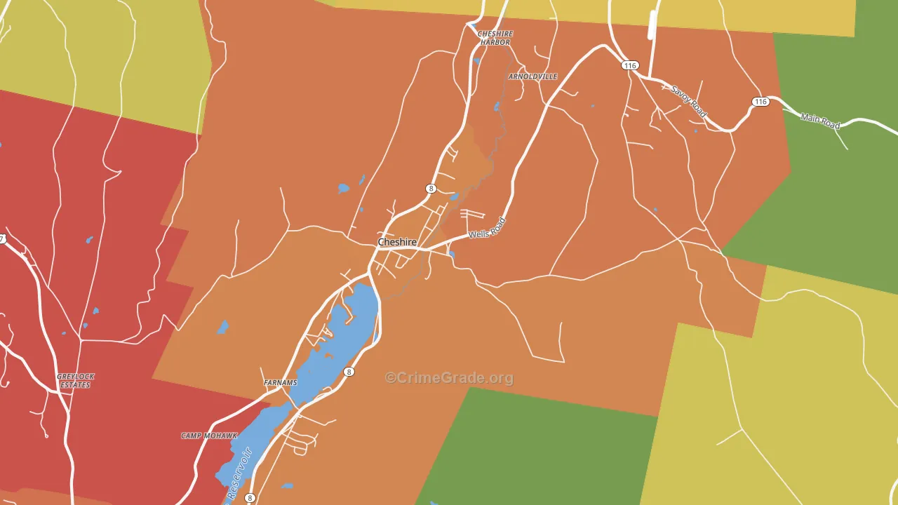 Cheshire, MA Map of Assault Rates