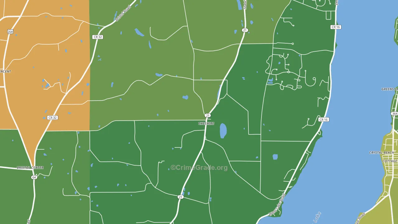 Cheshire, NY Map of Assault Rates