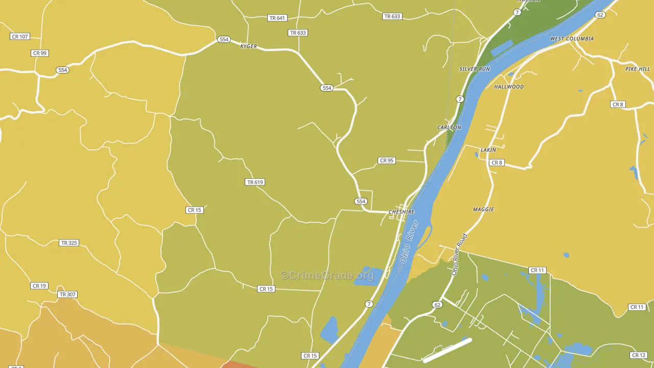 Cheshire, OH Map of Assault Rates