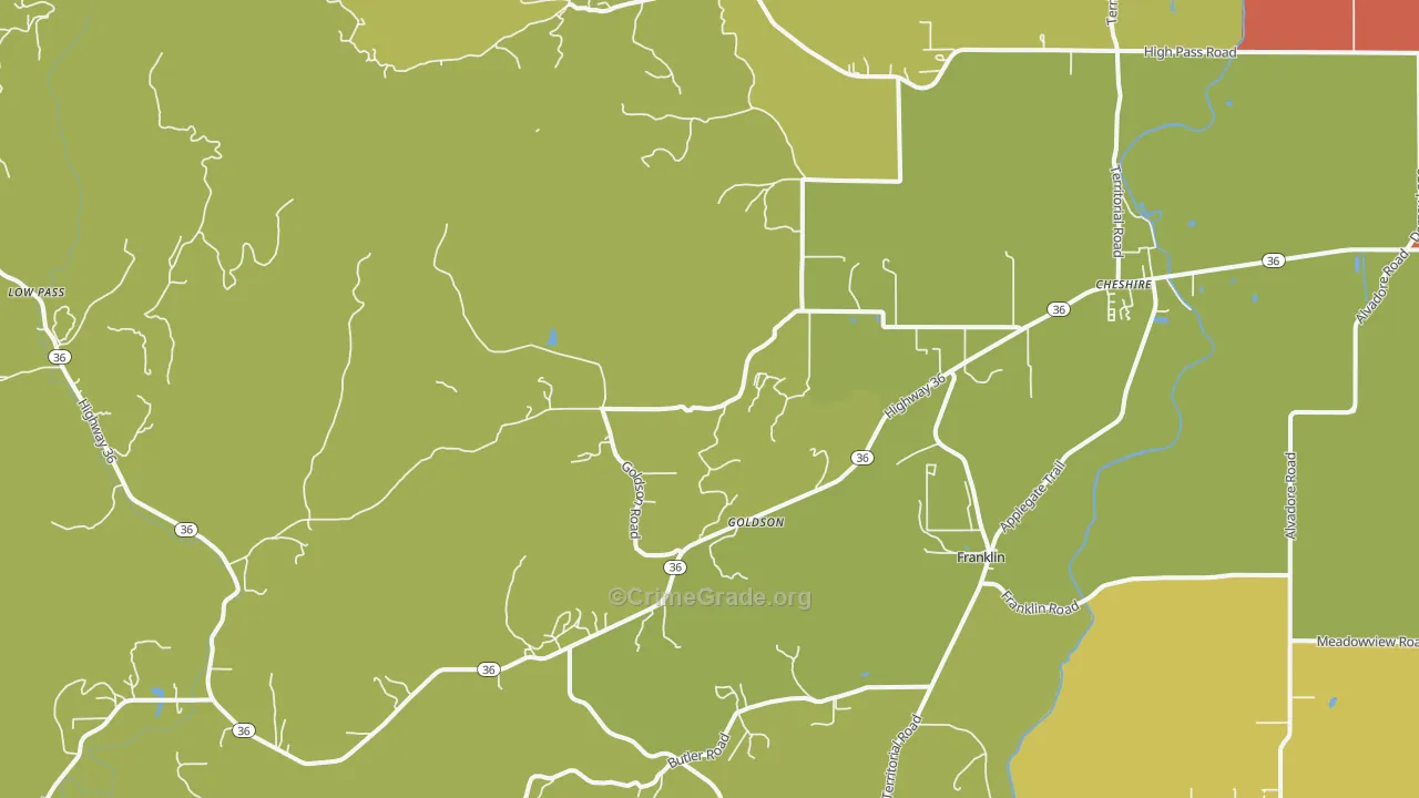 Cheshire, OR Map of Assault Rates