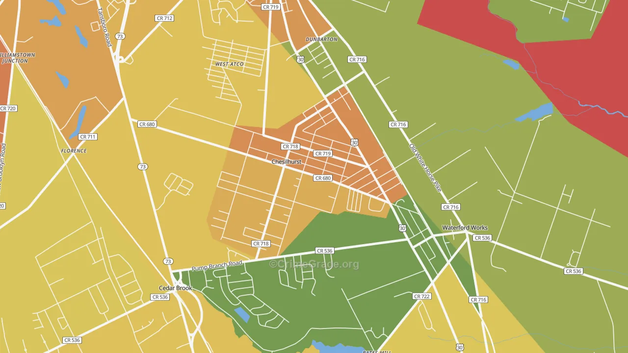 Chesilhurst, NJ Map of Assault Rates