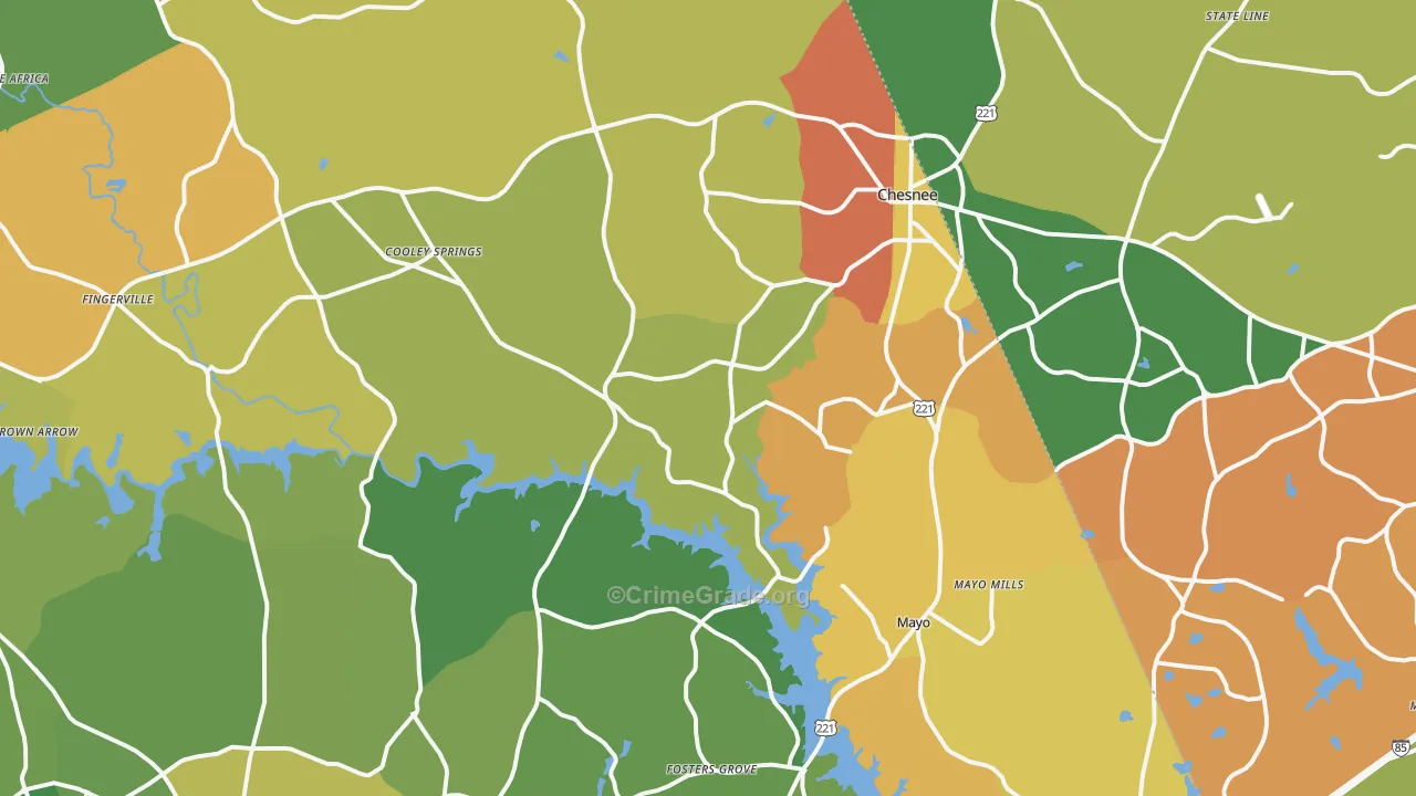 Chesnee, SC Map of Assault Rates