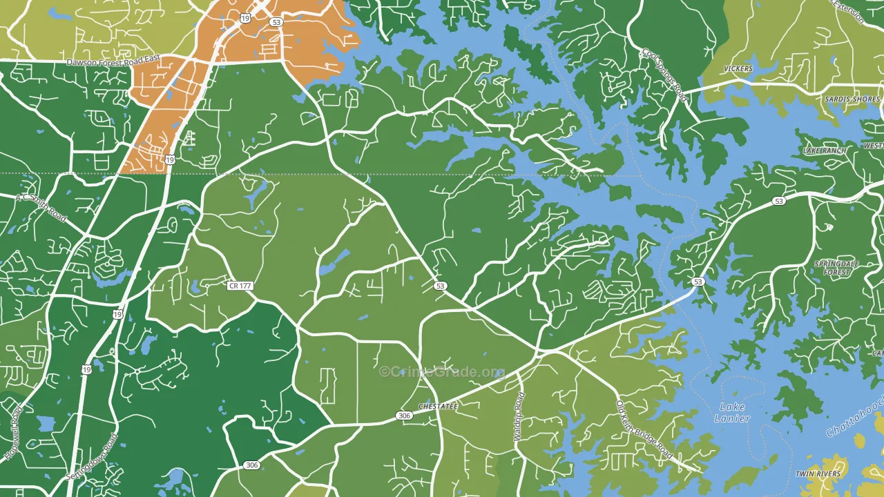Chestatee, GA Map of Assault Rates